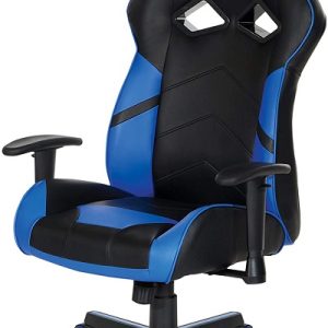 OSP Home Furnishings – Vapor Gaming Chair in Black Faux Leather with Blue Accents